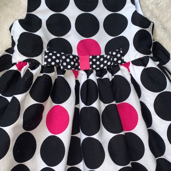 Youngland Black White Pink Polka Dot Dress 24M EUC Ties in back - Picture 9 of 10